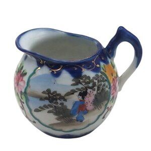 Vintage Japanese Hand Painted Geishaware Porcelain Creamer Gold Gilt Details